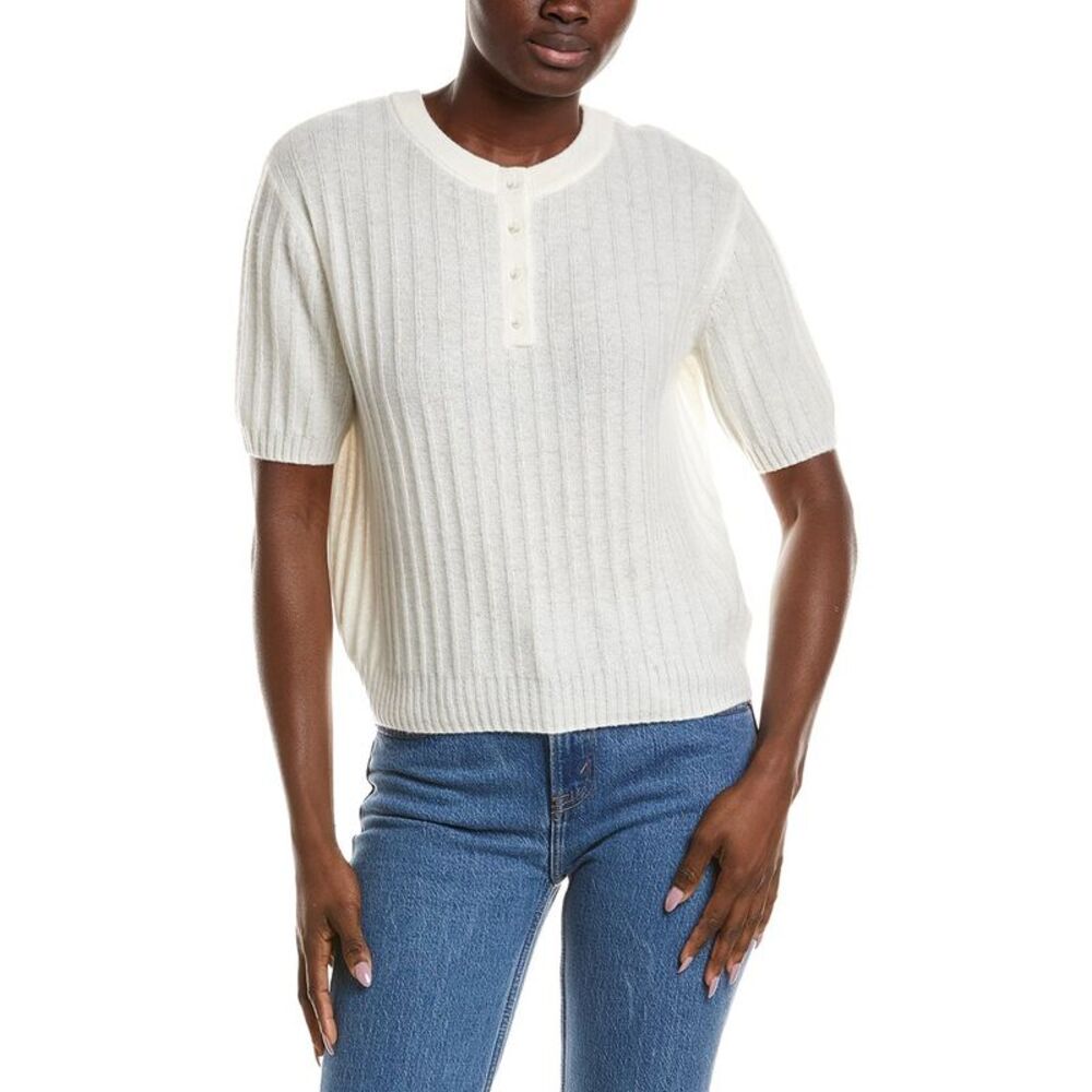 Naadam Womens  Coastal Cashmere Reversible Henley Sweater, White